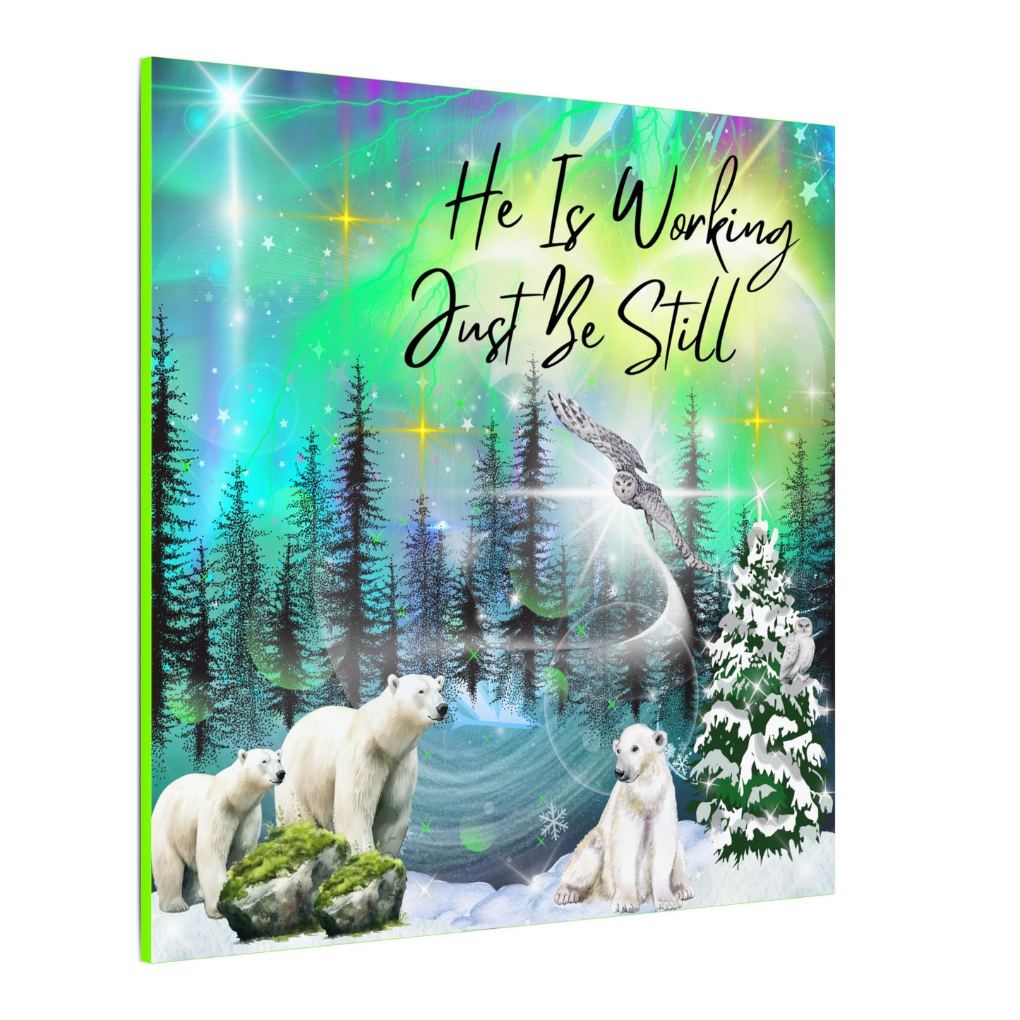 Just Be Still - Inspirational Canvas Wall Art, Polar Bear Decor, Nature Motivational Print, Home Office Wall Hangings, Gift for Nature Lovers