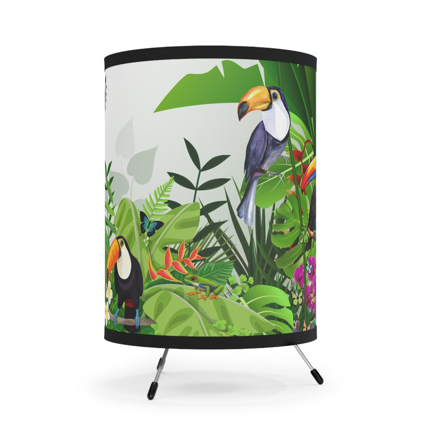 Feathered Friends Tripod Lamp with High-Res Printed Shade, US\CA plug