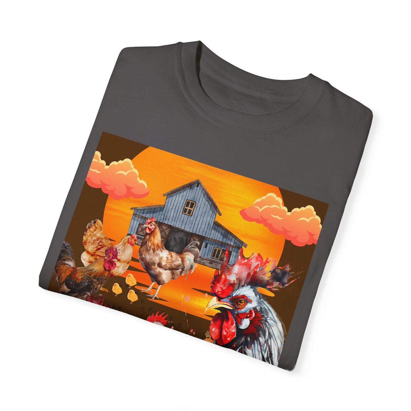 Chickens At Sunset Unisex Garment-Dyed T-shirt
