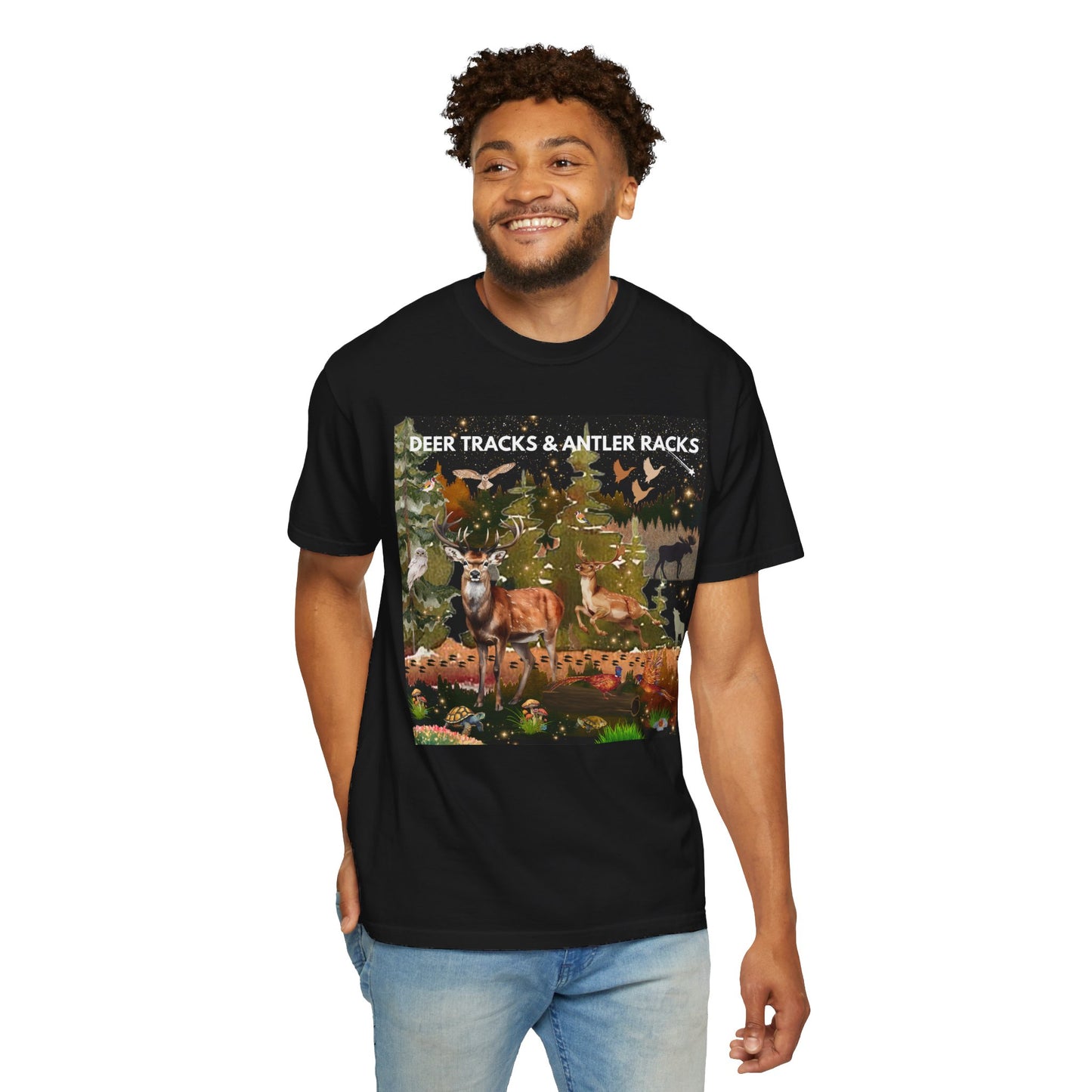 Deer Tracks & Antler Racks Unisex Garment-Dyed T-shirt