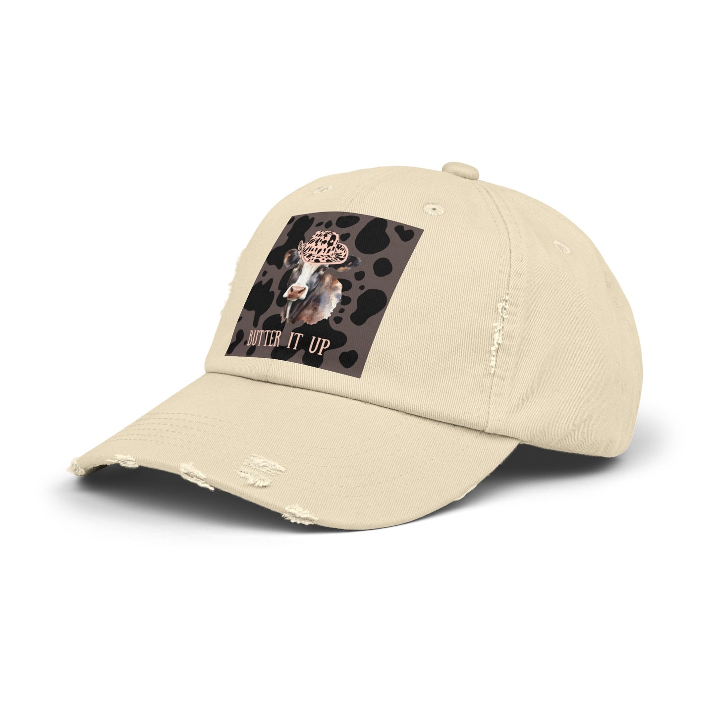 Cow 2 Unisex Distressed Cap
