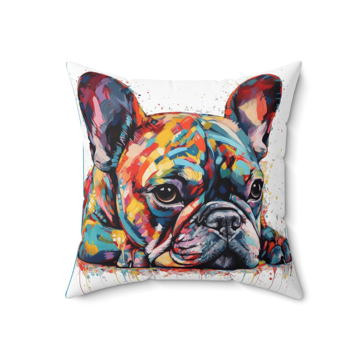 Frenchie In Color 2 Spun Polyester Square Pillow