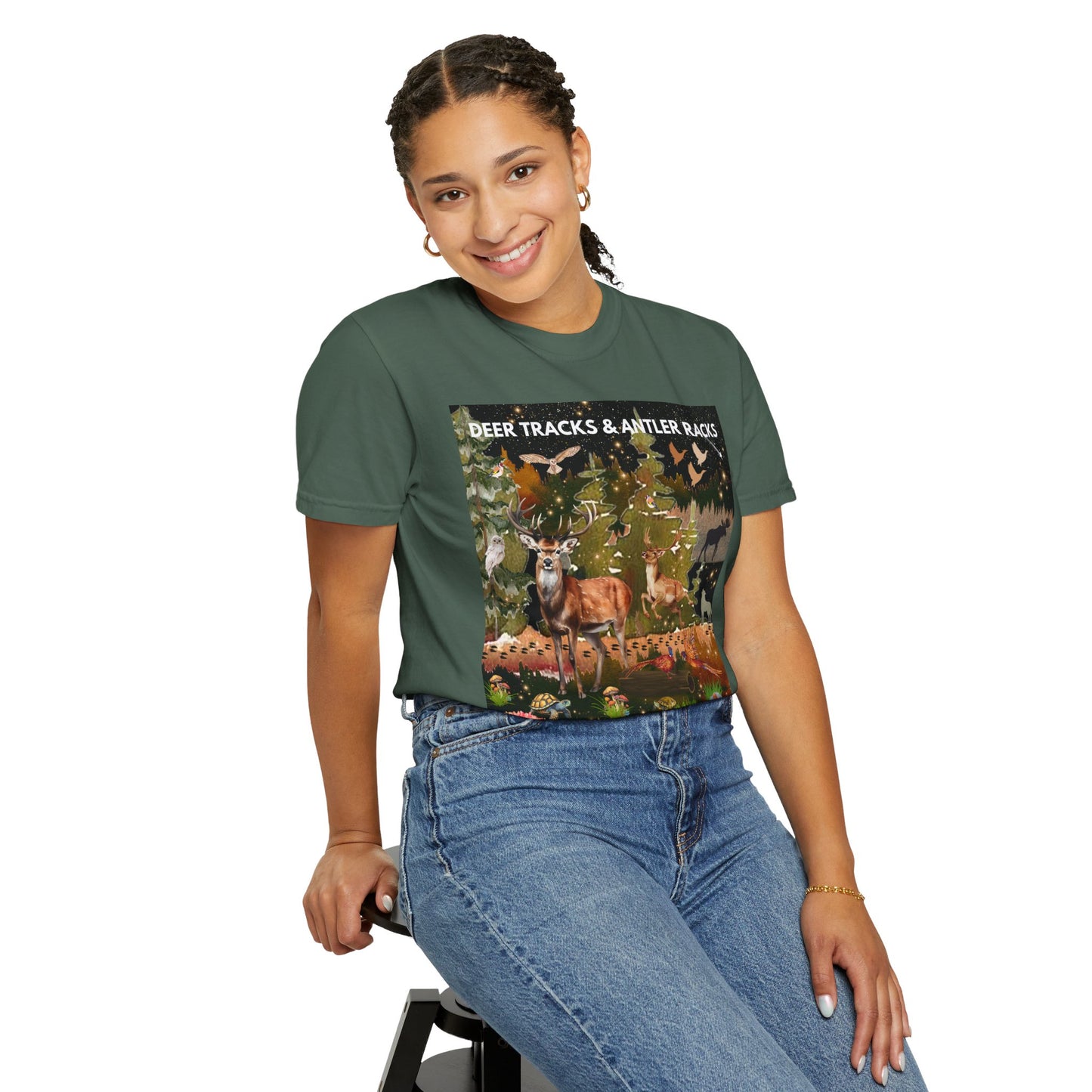 Deer Tracks & Antler Racks Unisex Garment-Dyed T-shirt