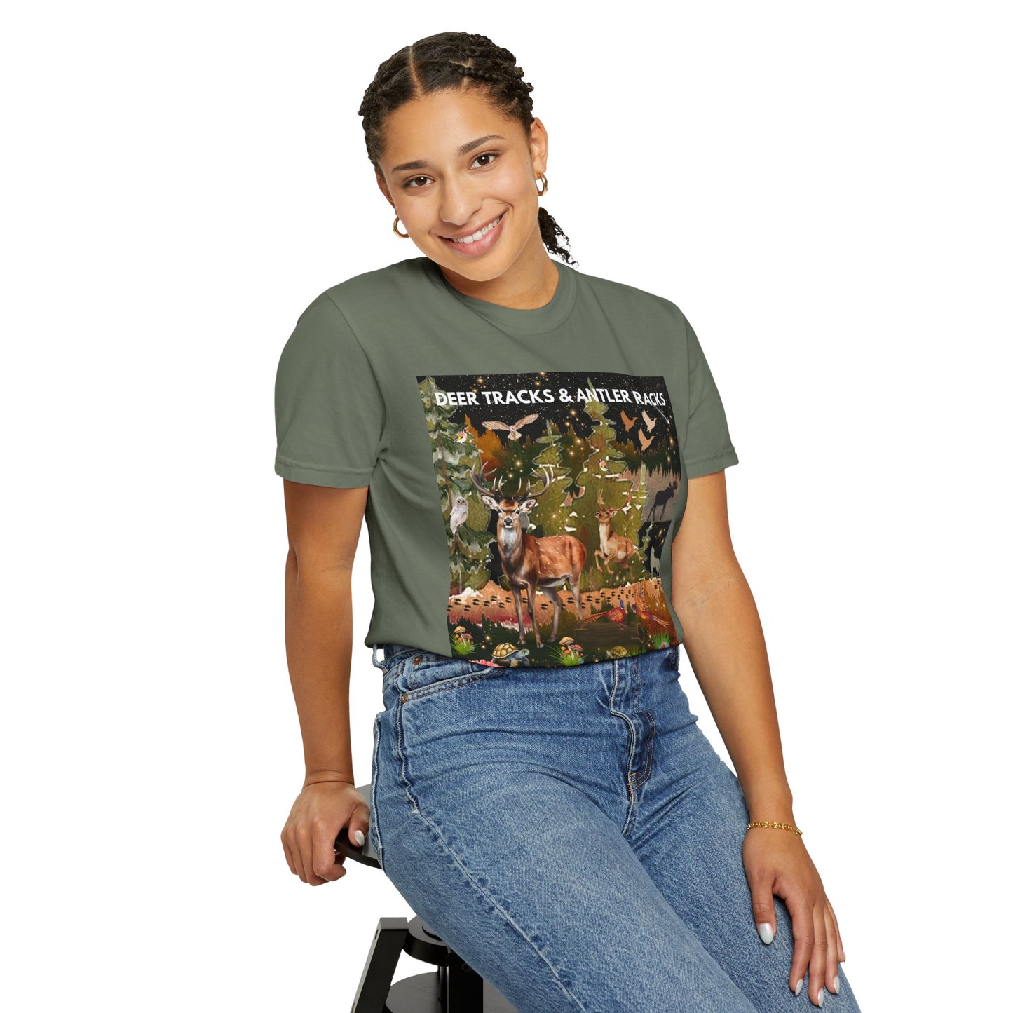 Deer Tracks & Antler Racks Unisex Garment-Dyed T-shirt