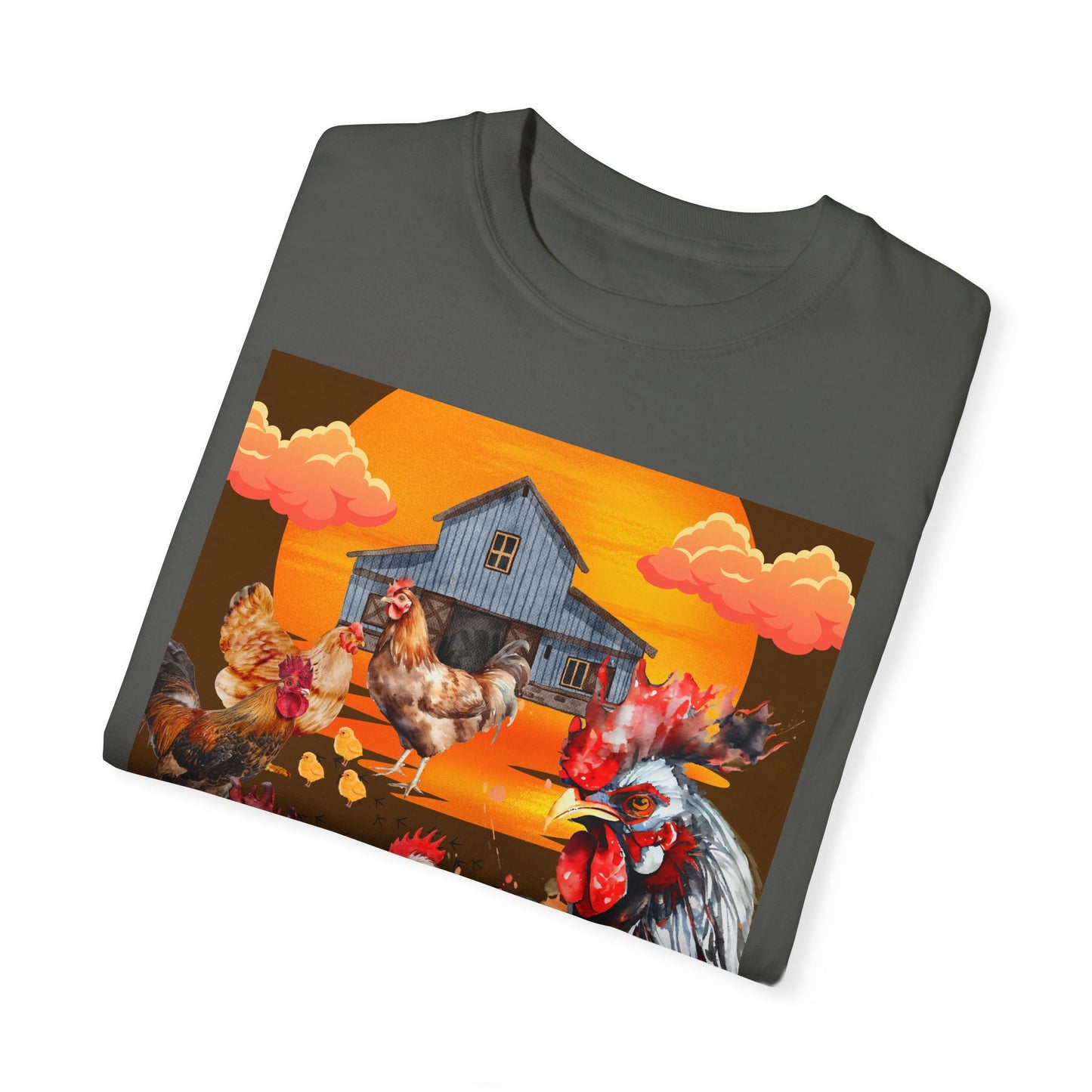 Chickens At Sunset Unisex Garment-Dyed T-shirt