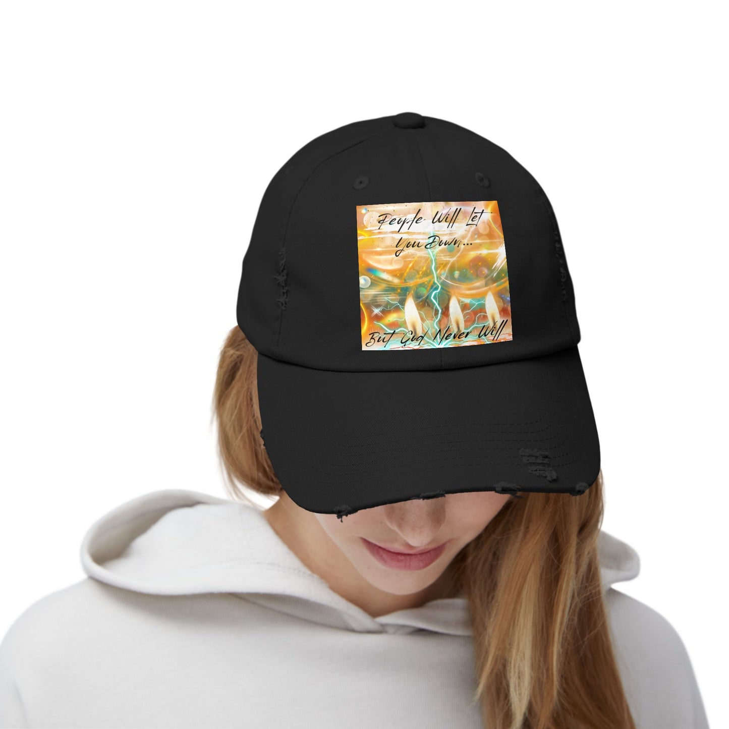 But God Never Will Unisex Distressed Cap - Buy Online - Color Black