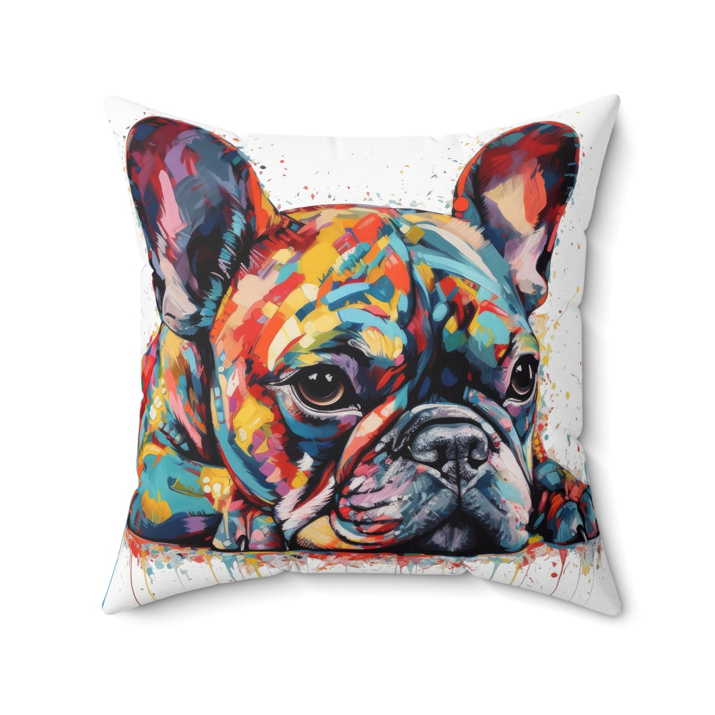 Frenchie In Color 2 Spun Polyester Square Pillow