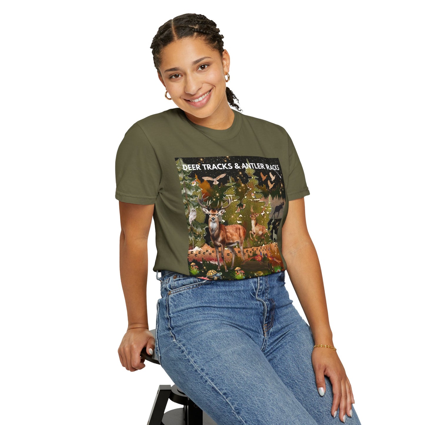 Deer Tracks & Antler Racks Unisex Garment-Dyed T-shirt