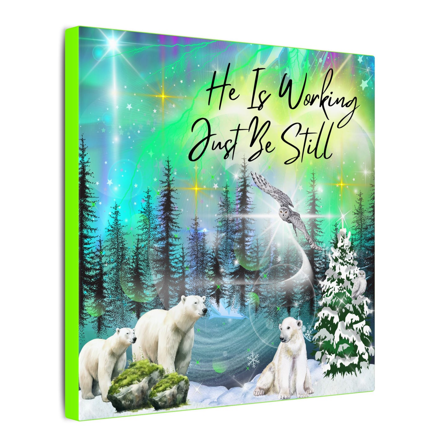 Just Be Still - Inspirational Canvas Wall Art, Polar Bear Decor, Nature Motivational Print, Home Office Wall Hangings, Gift for Nature Lovers
