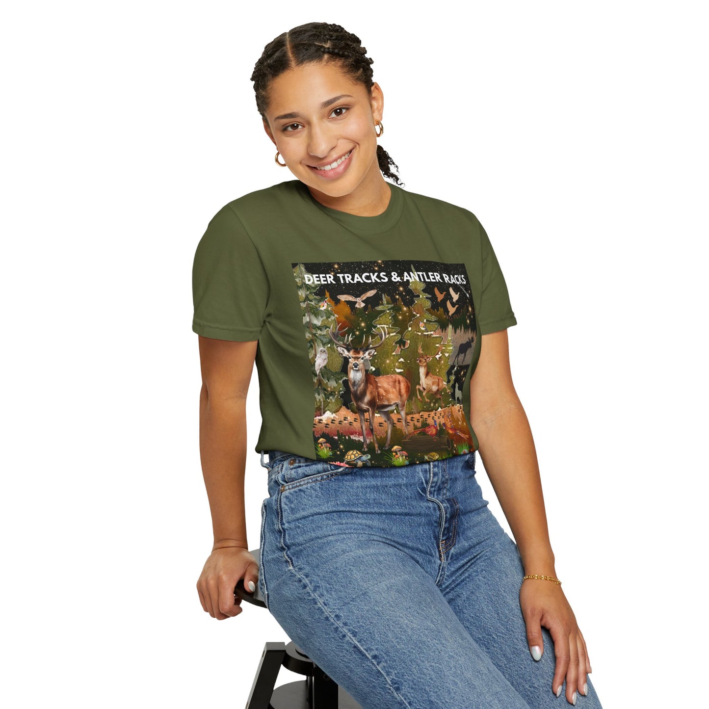 Deer Tracks & Antler Racks Unisex Garment-Dyed T-shirt