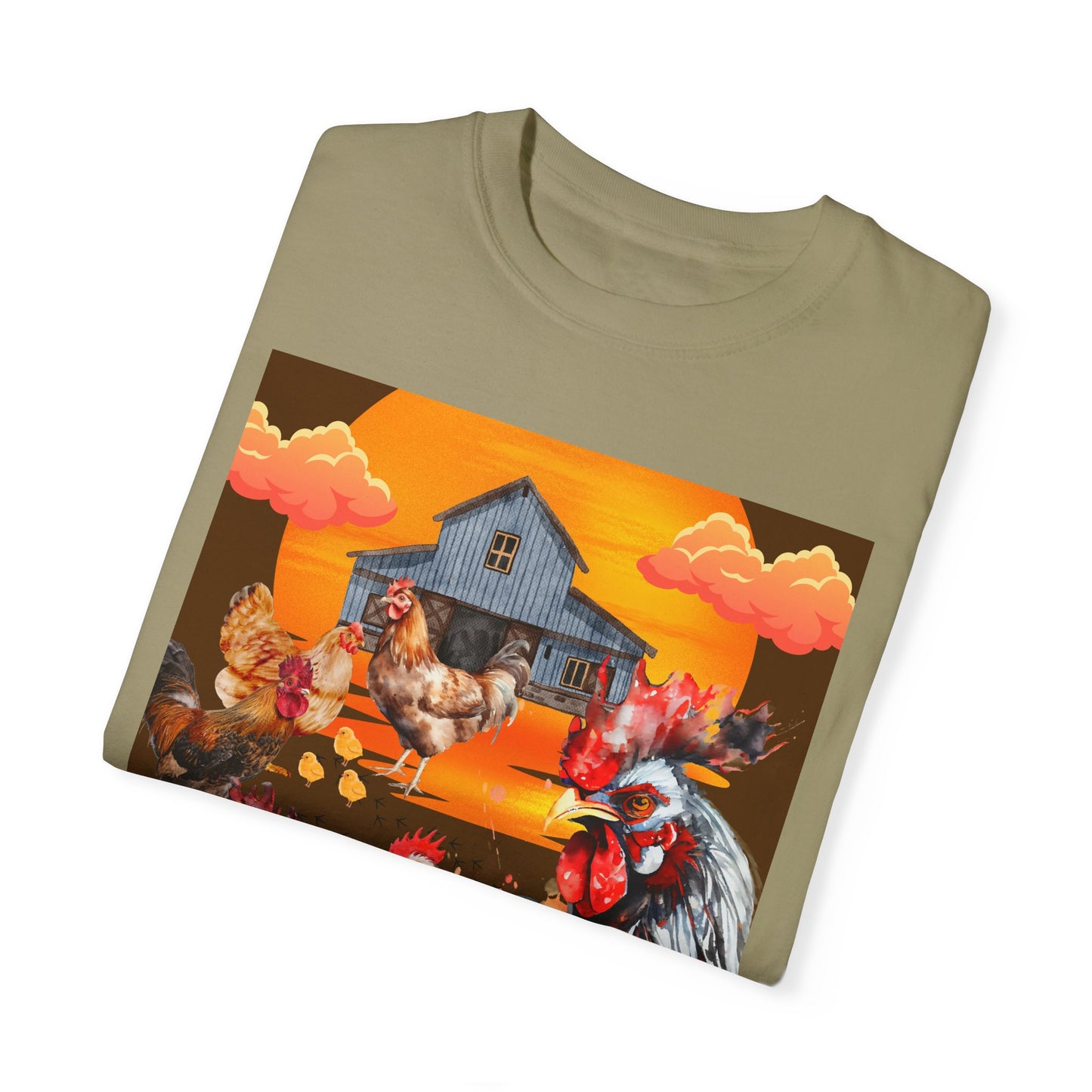 Chickens At Sunset Unisex Garment-Dyed T-shirt