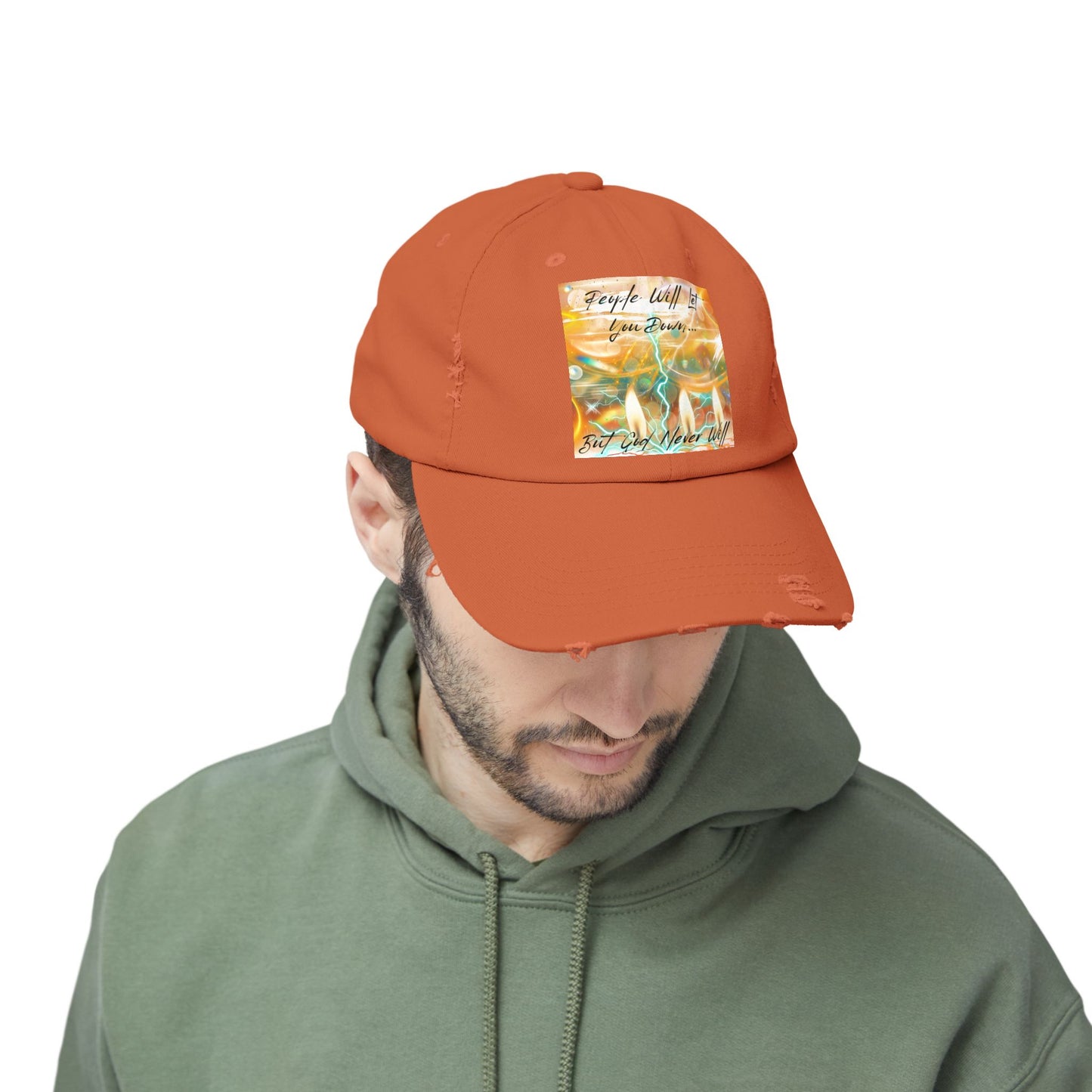 But God Never Will Unisex Distressed Cap - Buy Online - Color Orange