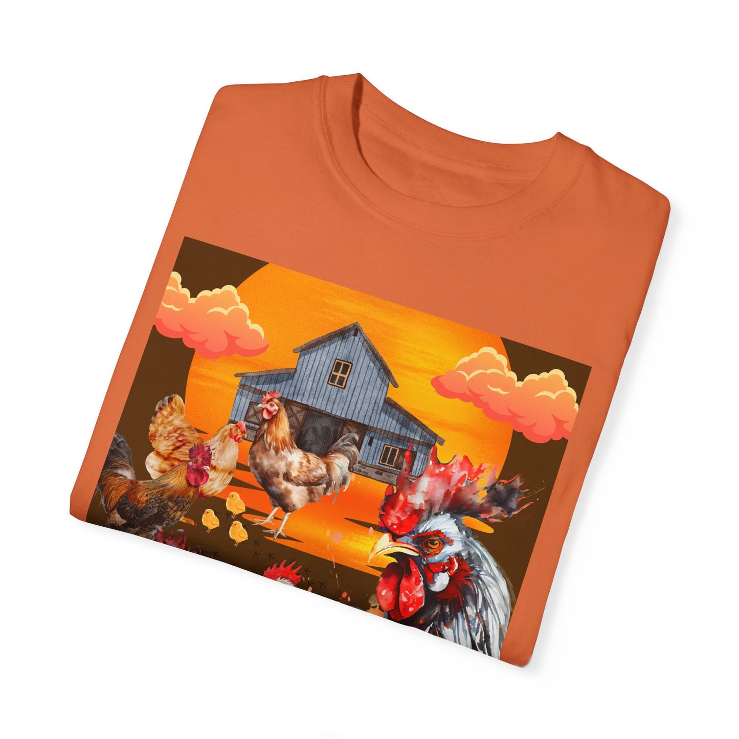 Chickens At Sunset Unisex Garment-Dyed T-shirt