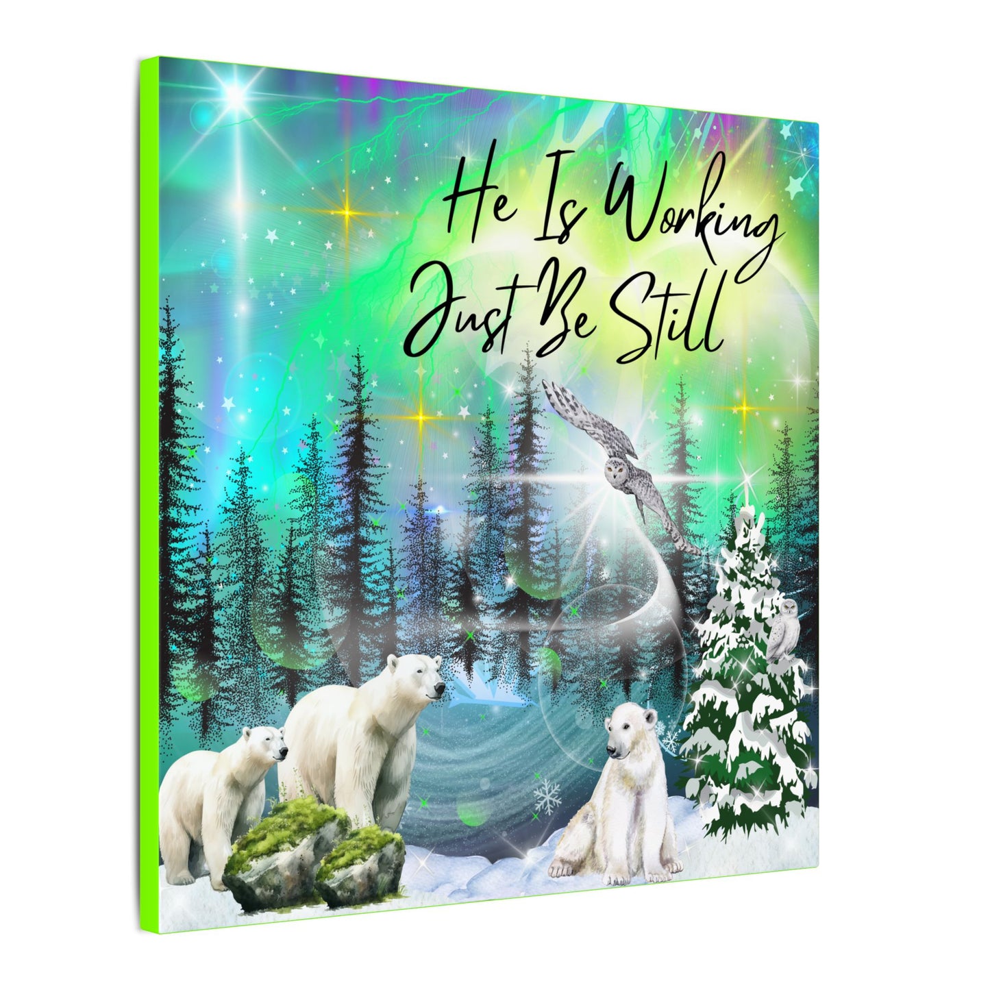Just Be Still - Inspirational Canvas Wall Art, Polar Bear Decor, Nature Motivational Print, Home Office Wall Hangings, Gift for Nature Lovers