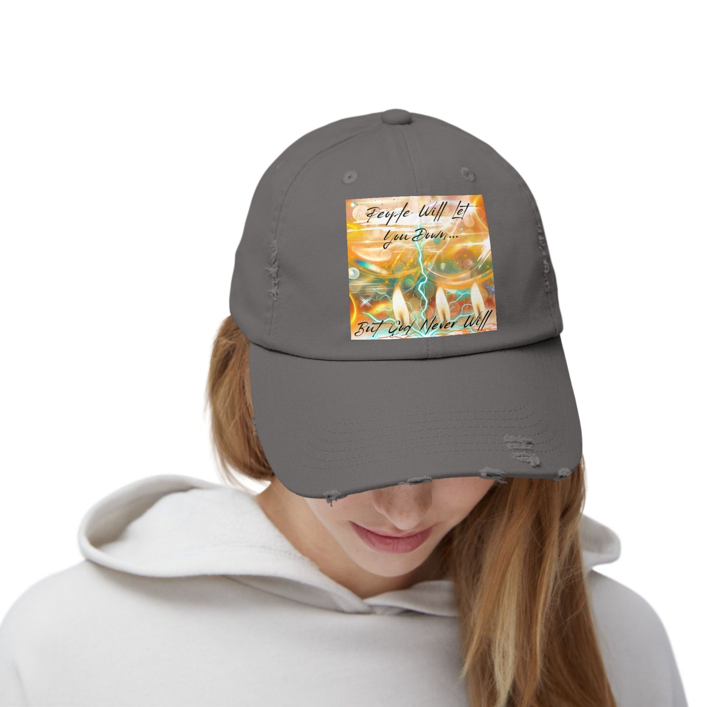 But God Never Will Unisex Distressed Cap - Buy Online - Color Gray / grey