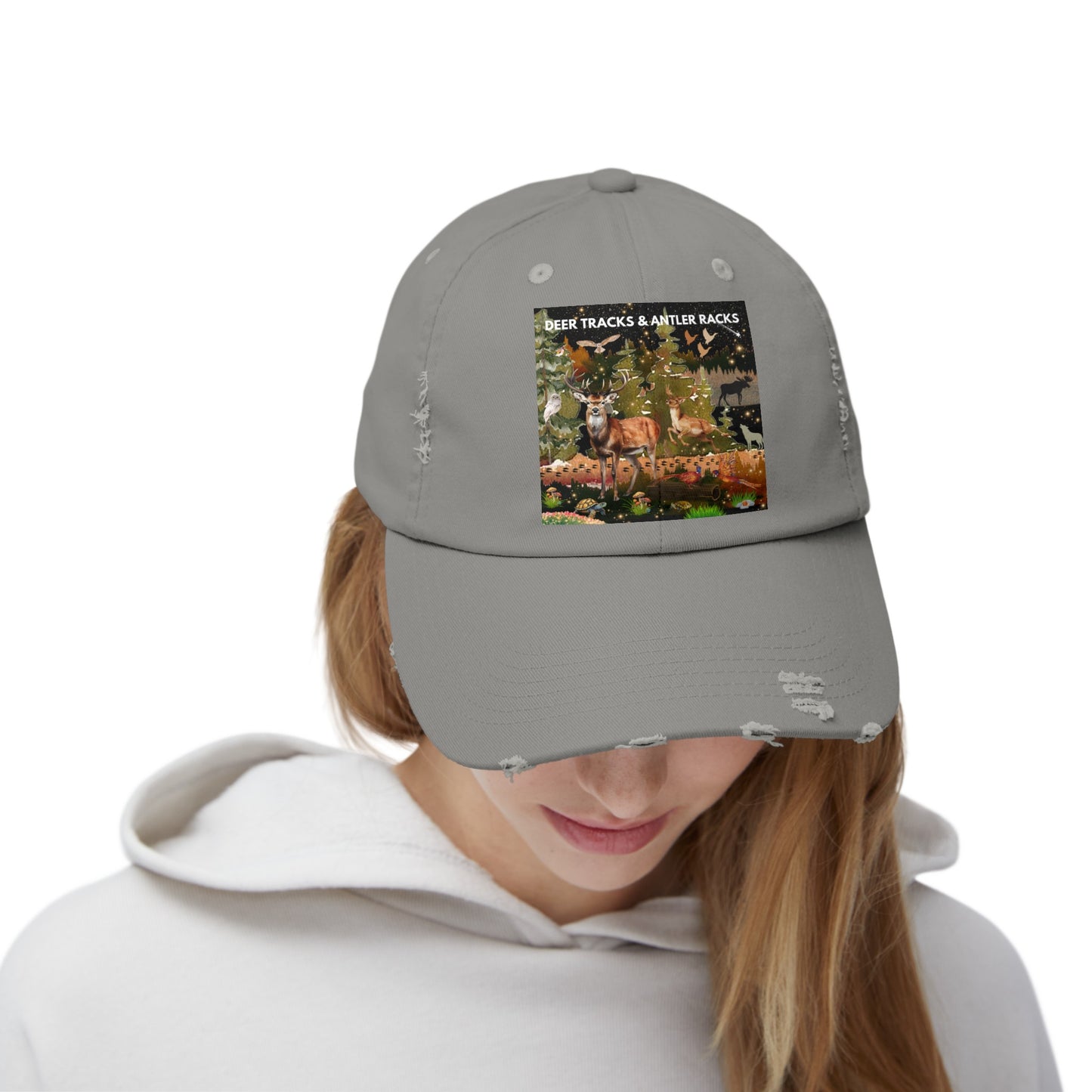 Deer Tracks & Antler Racks Unisex Distressed Cap