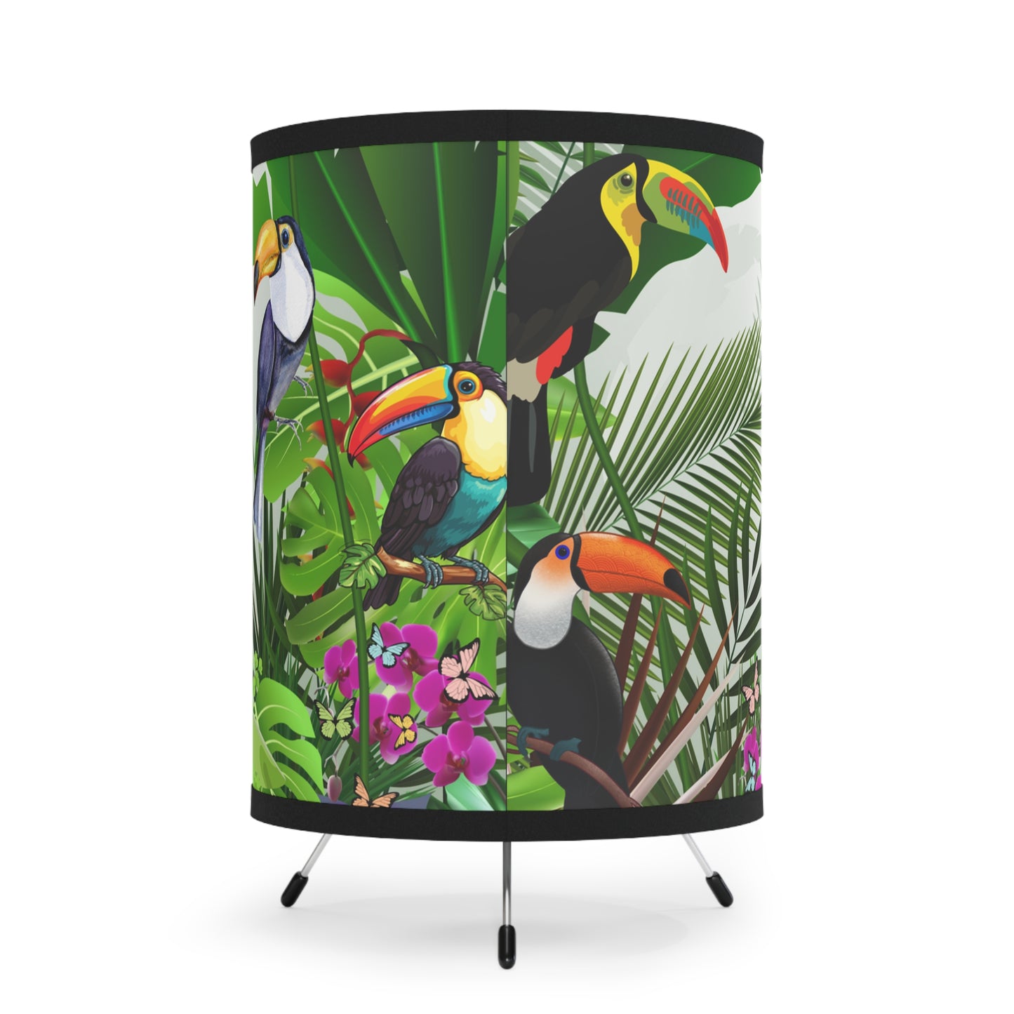 Feathered Friends Tripod Lamp with High-Res Printed Shade, US\CA plug