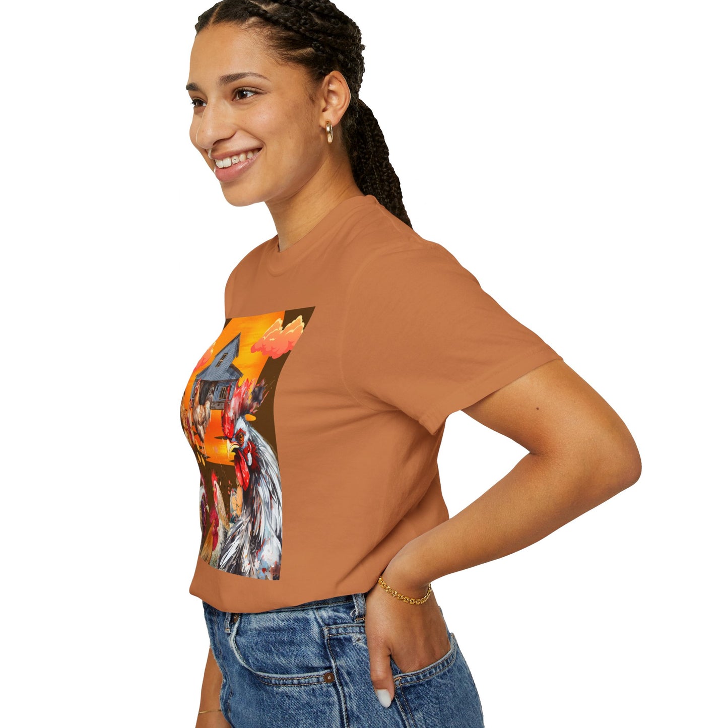 Chickens At Sunset Unisex Garment-Dyed T-shirt