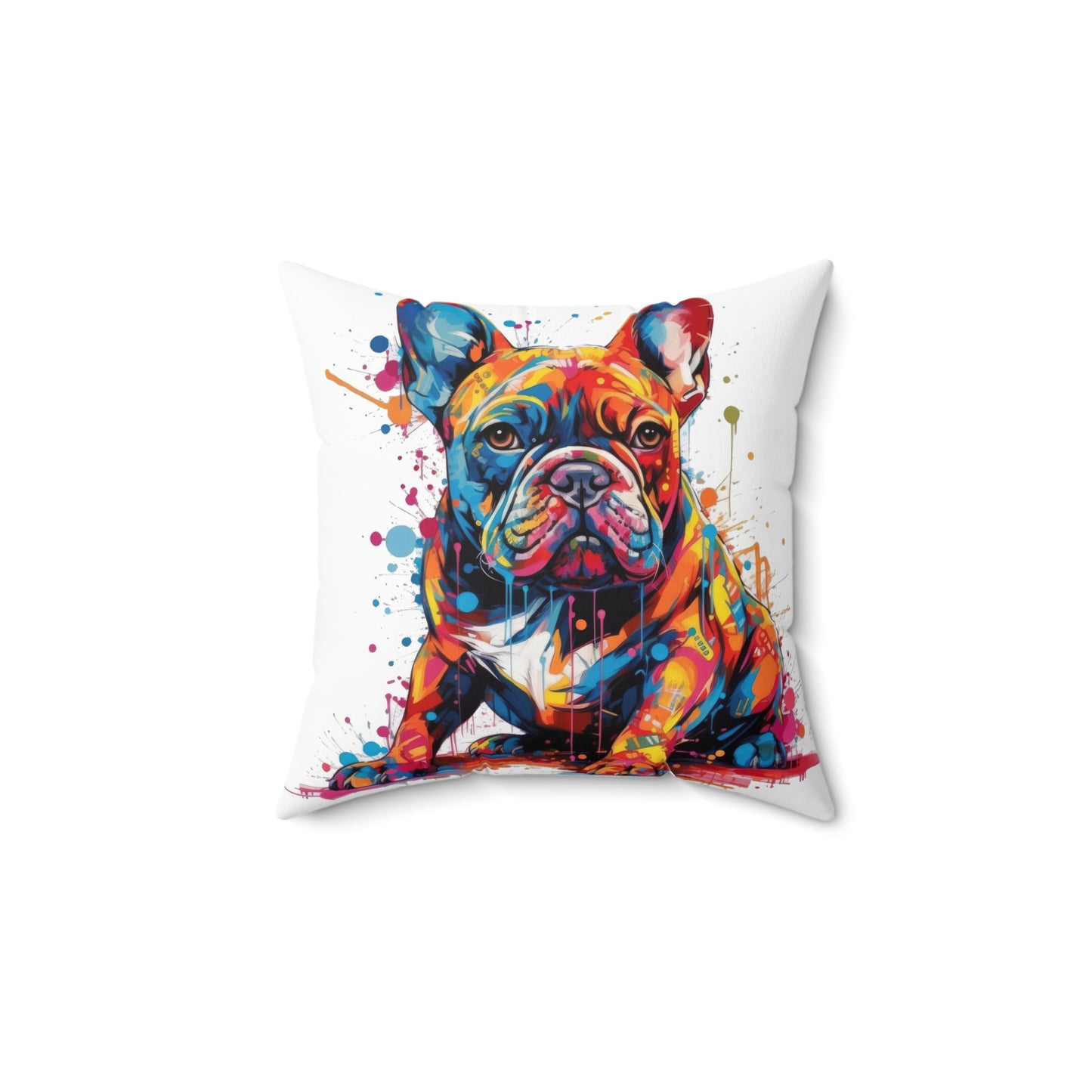 Frenchie In Color 4 Spun Polyester Square Pillow