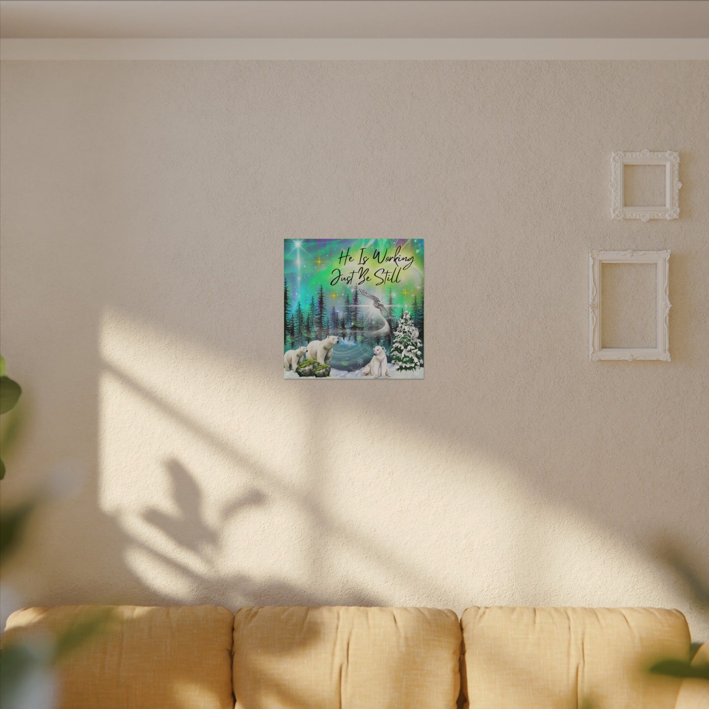 Just Be Still - Inspirational Canvas Wall Art, Polar Bear Decor, Nature Motivational Print, Home Office Wall Hangings, Gift for Nature Lovers