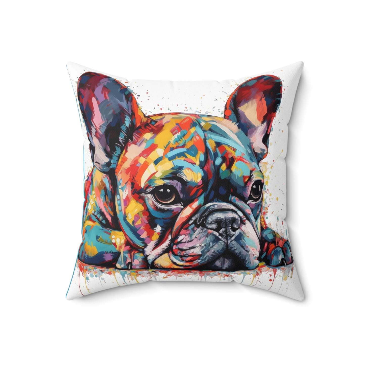 Frenchie In Color 2 Spun Polyester Square Pillow