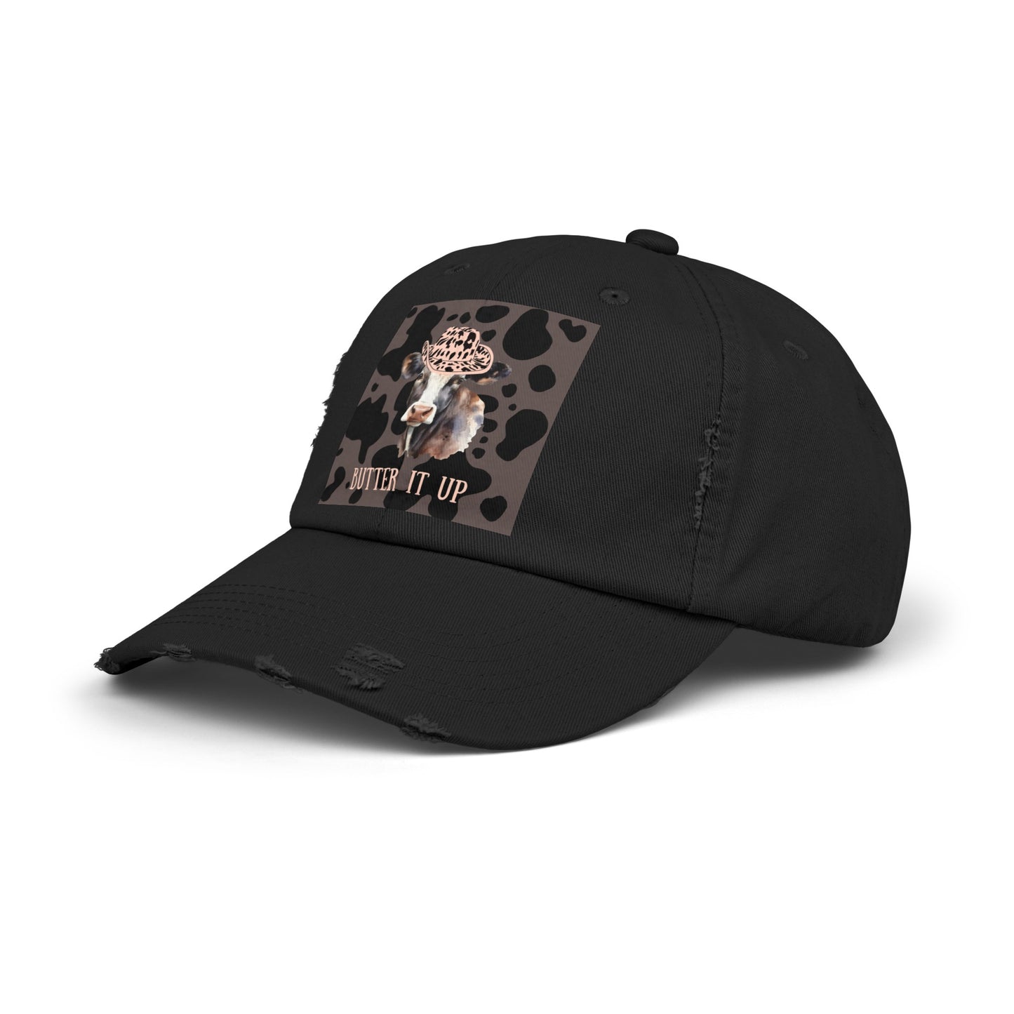Cow 2 Unisex Distressed Cap