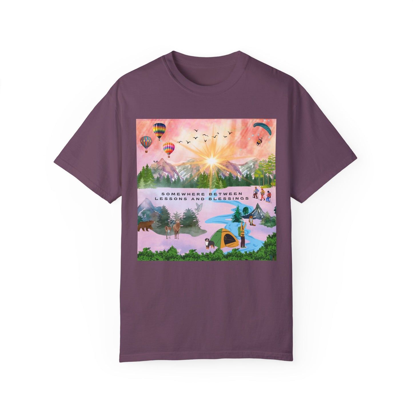 Somewhere Between Lessons And Blessings Unisex Garment-Dyed T-shirt