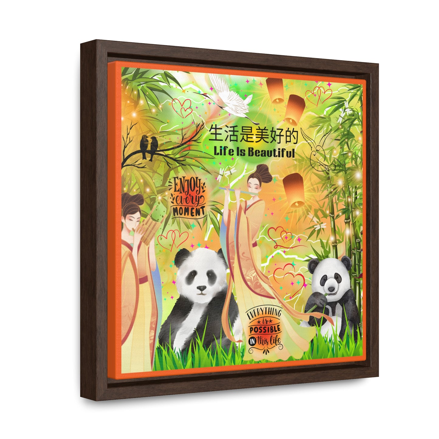 Life Is Beautiful Chinese Gallery Canvas Wraps, Square Frame