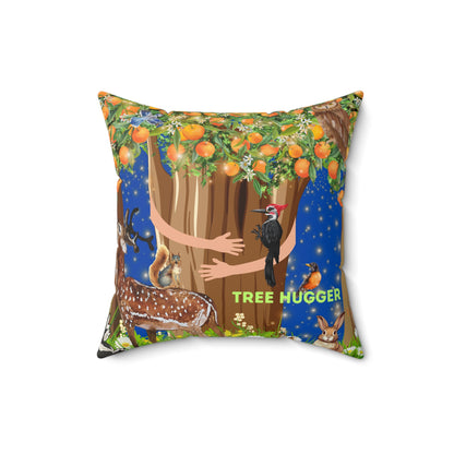 Tree Hugger Spun Polyester Square Pillow