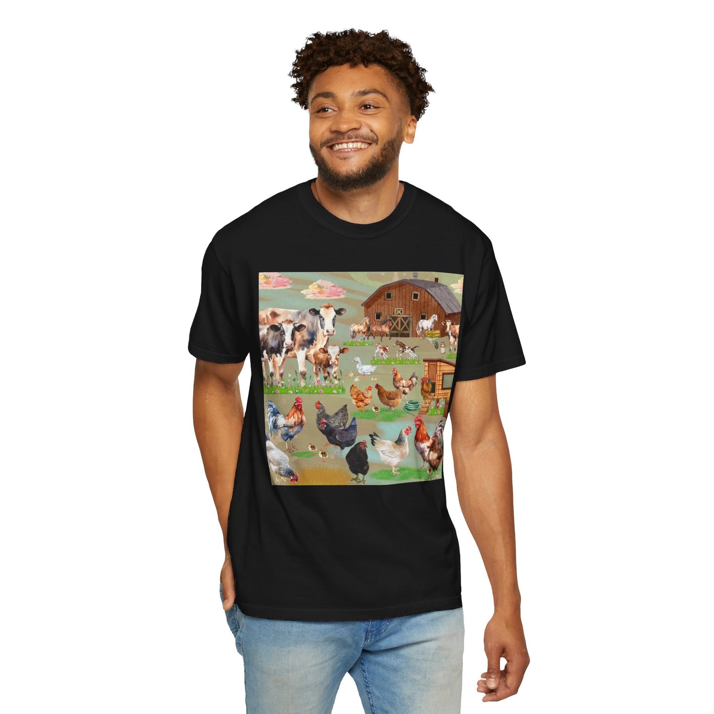 Springtime At The Barnyard Unisex Garment-Dyed T-shirt