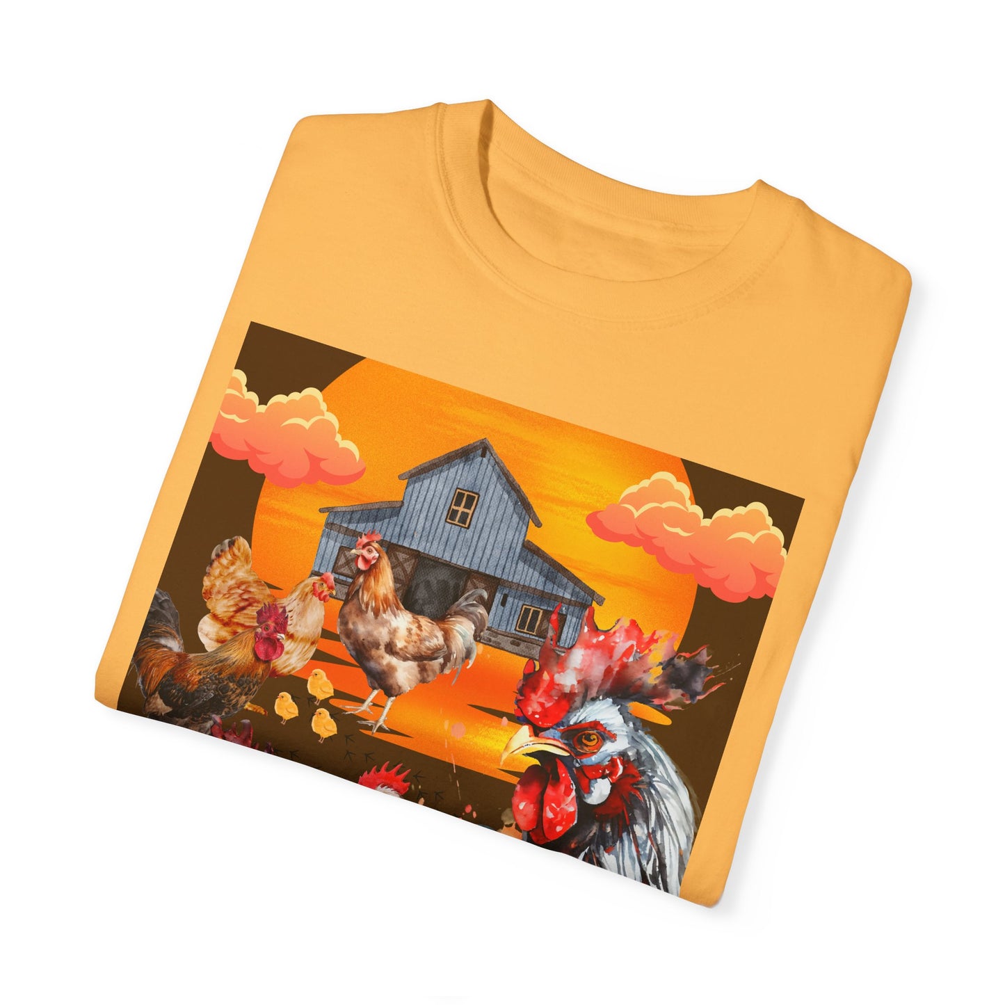 Chickens At Sunset Unisex Garment-Dyed T-shirt