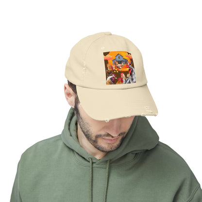 Chickens At Sunset Unisex Distressed Cap