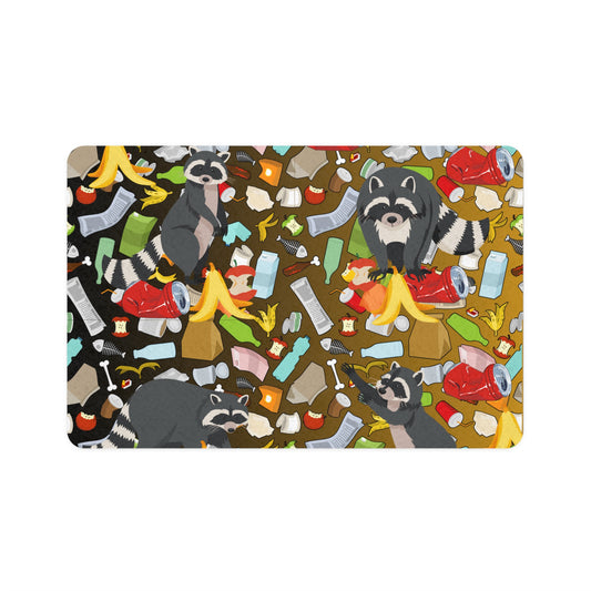 Pet Food Mat (12x18) Raccoons In The Trash