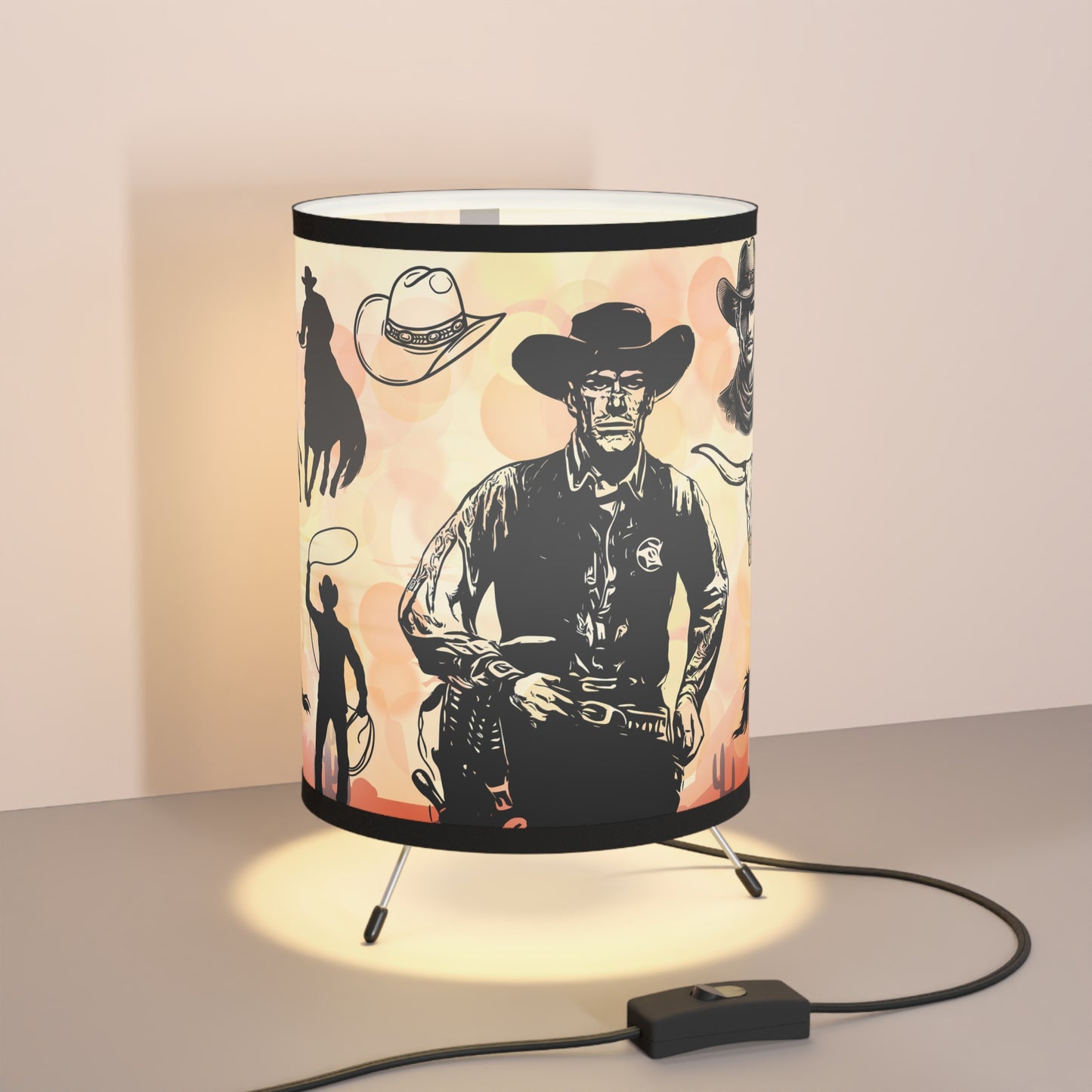 Cowboy Country Tripod Lamp with High-Res Printed Shade, US\CA plug