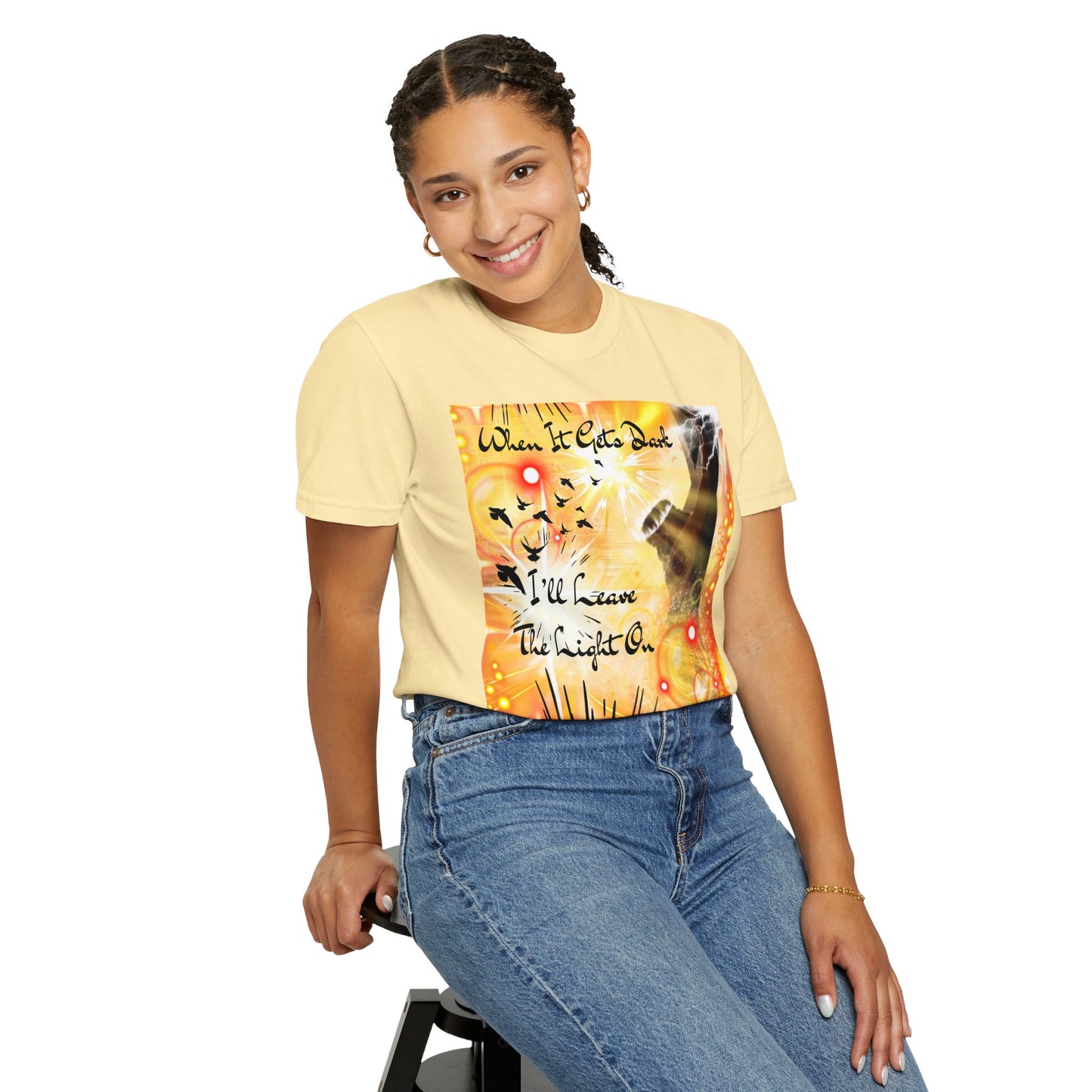 Leave The Light On Unisex Garment-Dyed T-shirt