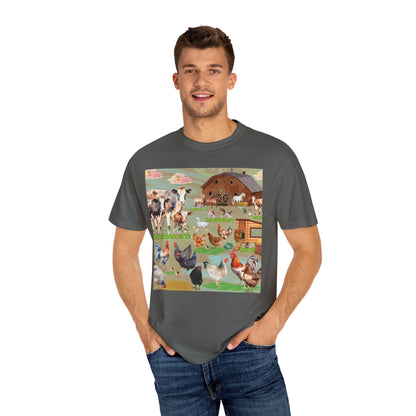 Springtime At The Barnyard Unisex Garment-Dyed T-shirt