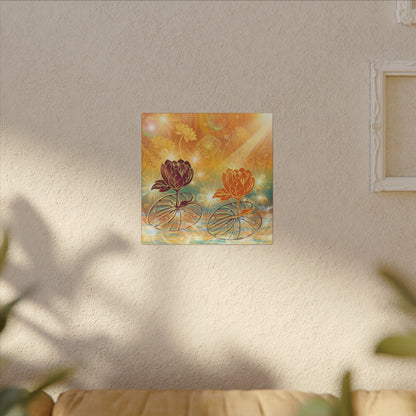 Morning Dew- Lotus Blossom Stretched Canvas Art Print, Vibrant Wall Decor, Meditation Room Artwork, Floral Home Decoration, Gift for Yoga Lovers