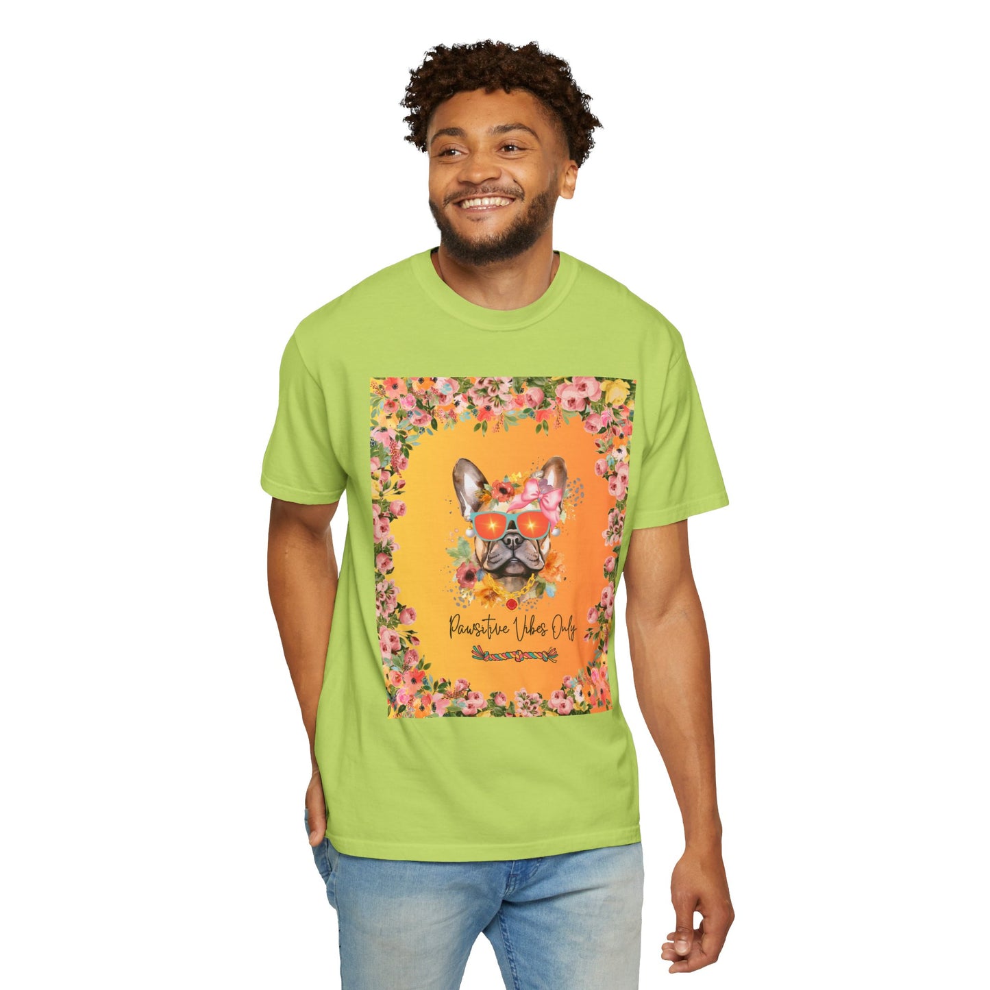 Pawsitive Vibes Only Unisex Garment-Dyed T-shirt