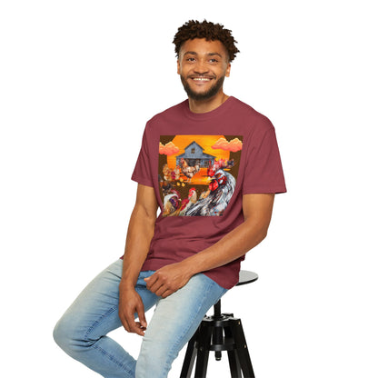 Chickens At Sunset Unisex Garment-Dyed T-shirt