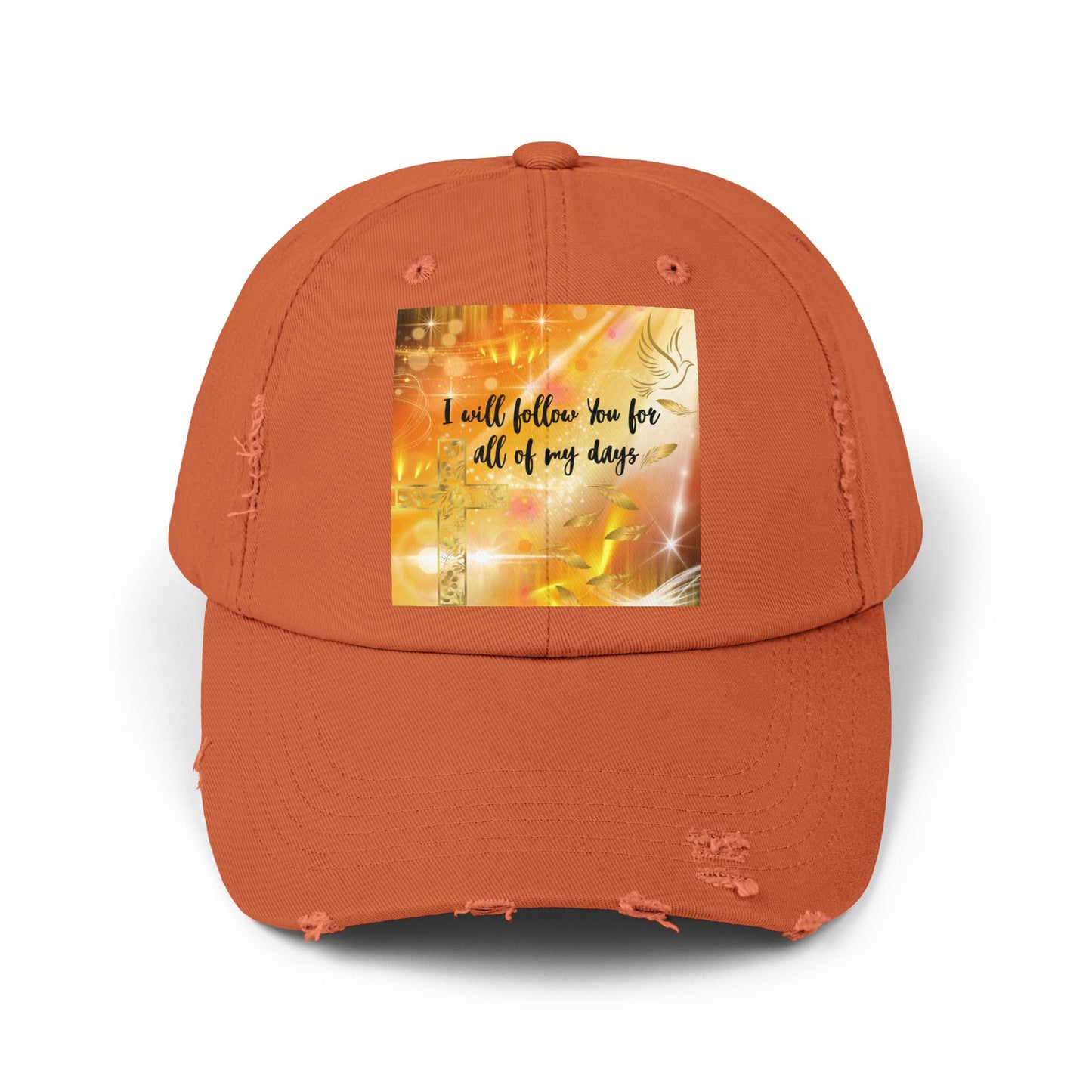 I Will Follow You Unisex Distressed Cap
