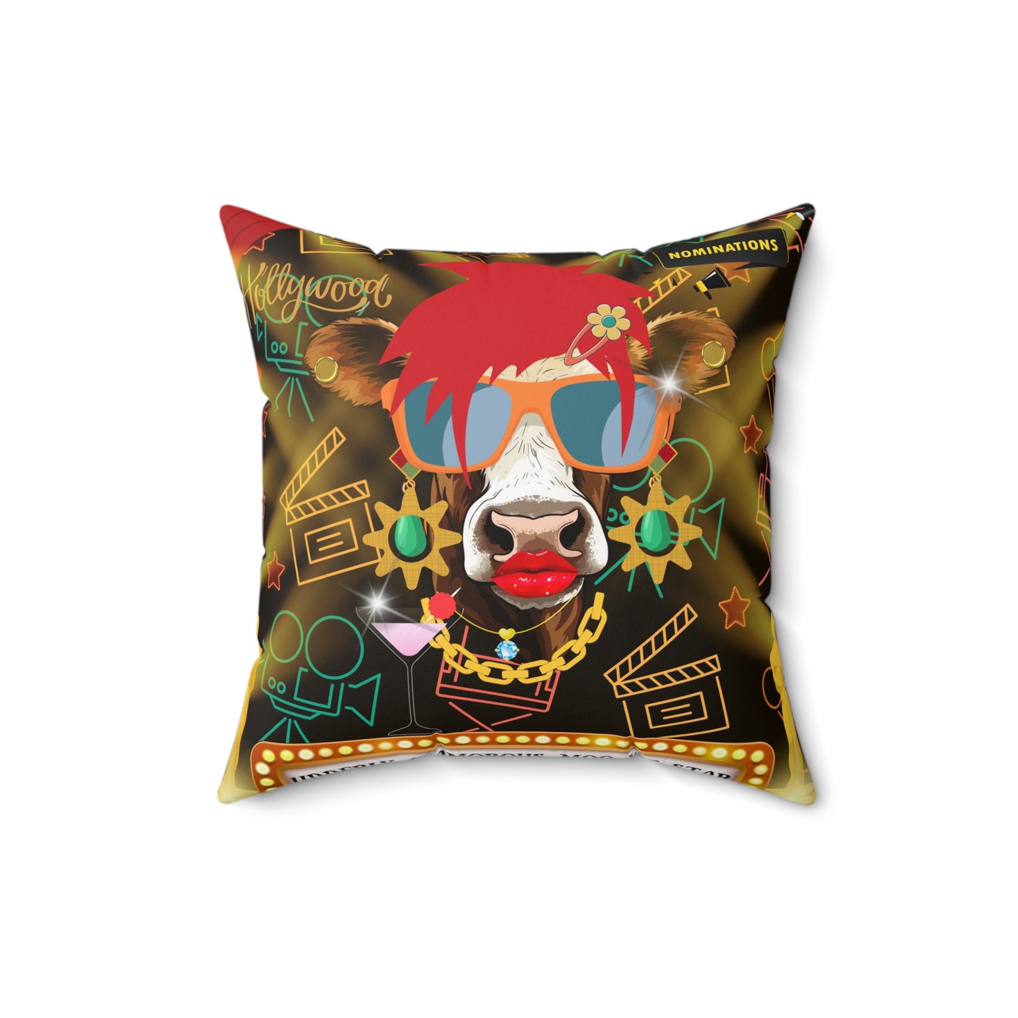 Moo-vie Star Spun Polyester Square Pillow