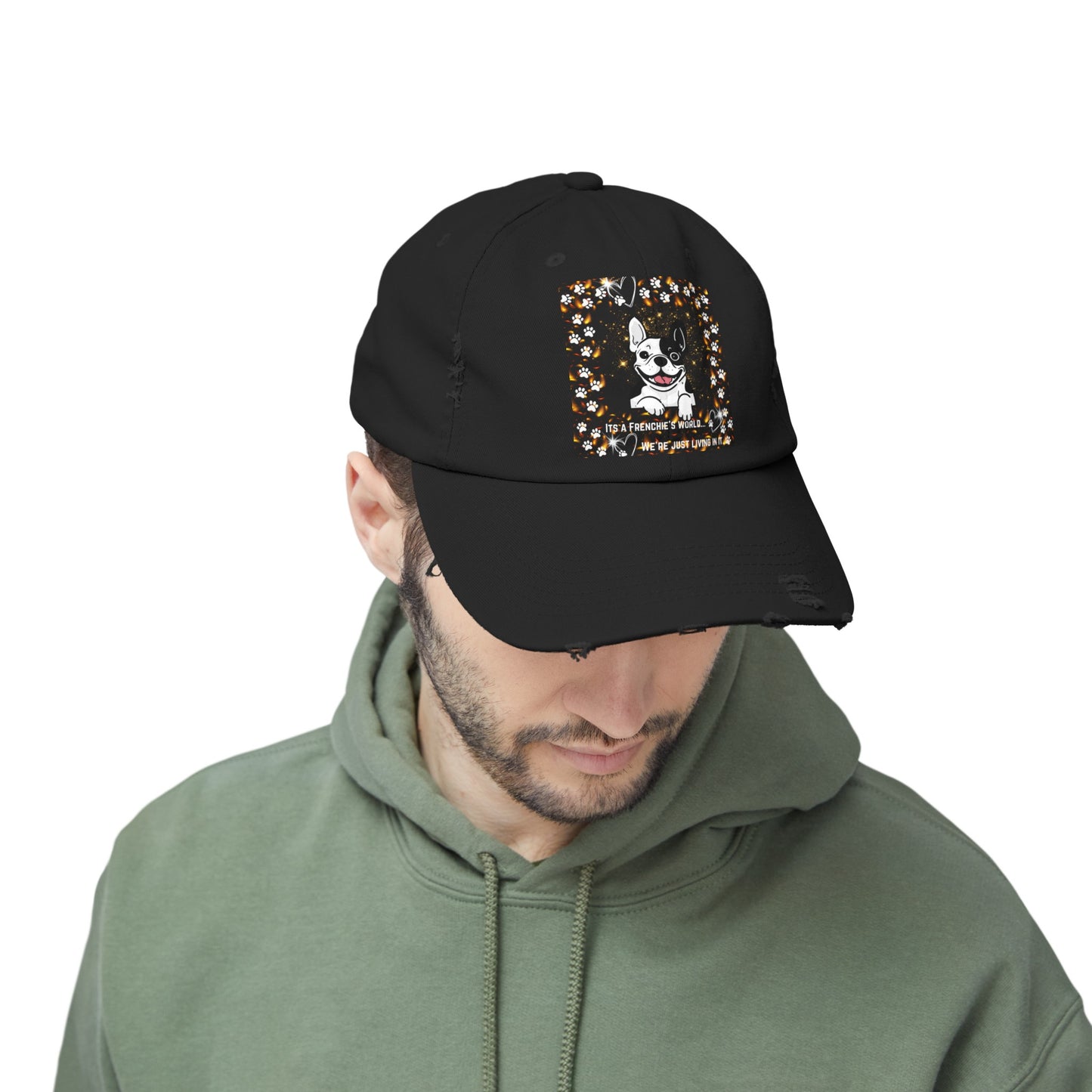 It's A Frenchie's World Unisex Distressed Cap