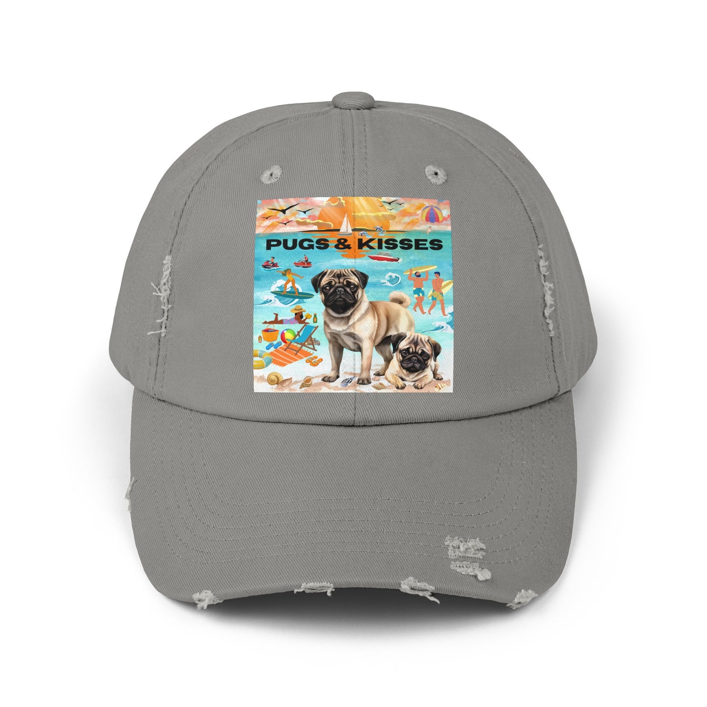 Pugs & Kisses Unisex Distressed Cap