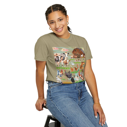 Springtime At The Barnyard Unisex Garment-Dyed T-shirt