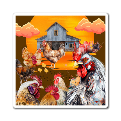 Chickens At Sunset Magnets