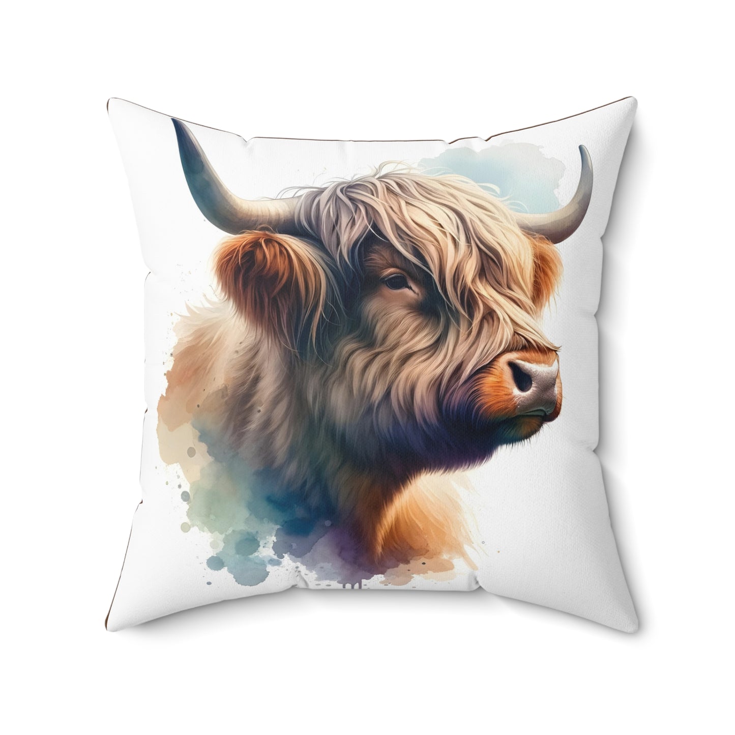 Spun Polyester Square Pillow Highland Cow 4