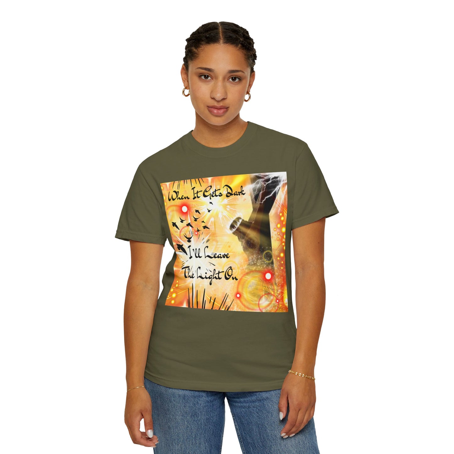 Leave The Light On Unisex Garment-Dyed T-shirt