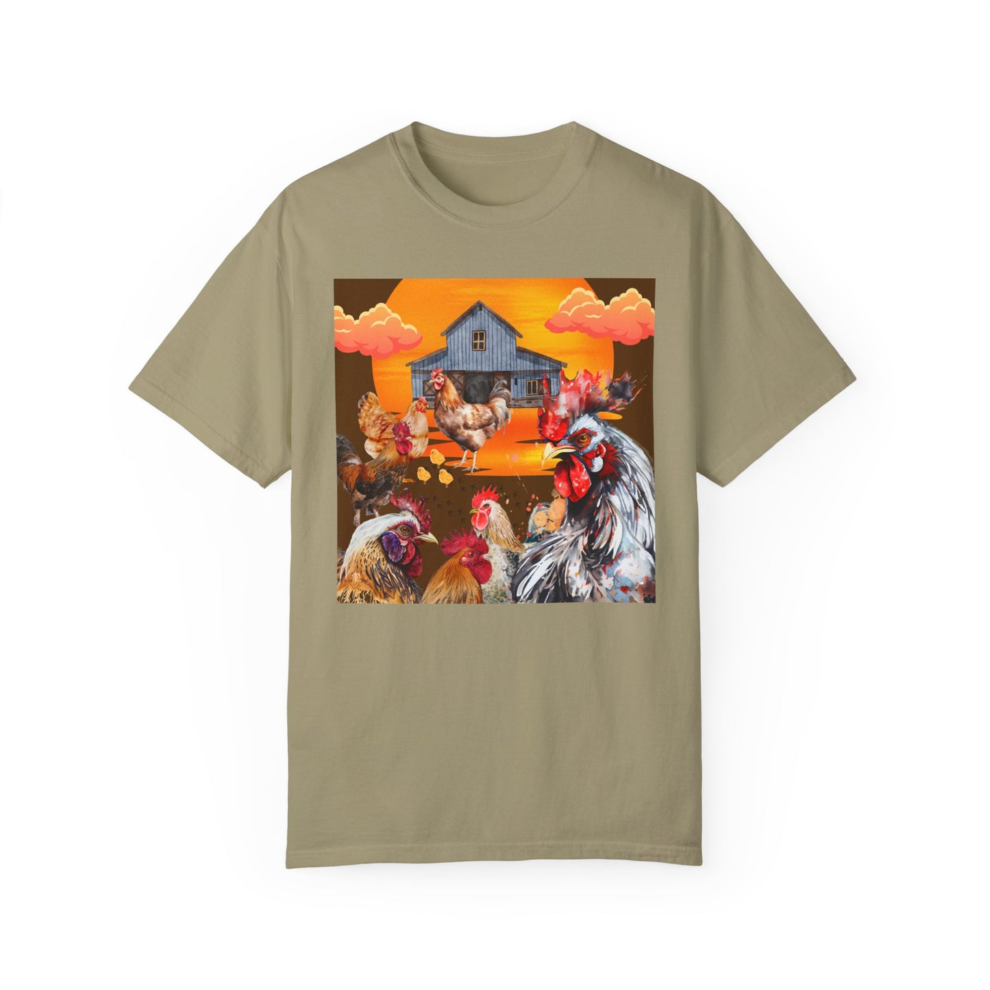 Chickens At Sunset Unisex Garment-Dyed T-shirt