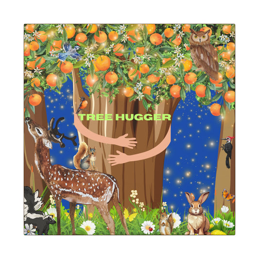 Tree Hugger - Canvas Print, Eco-Friendly Art, Nature Lover Gift, Home Decor, Wall Art for Animal Lovers, Gift for Earth Day