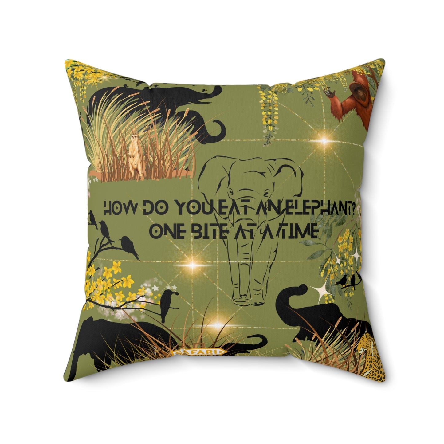 How Do You Eat An Elephant One Bite At A Time Spun Polyester Square Pillow